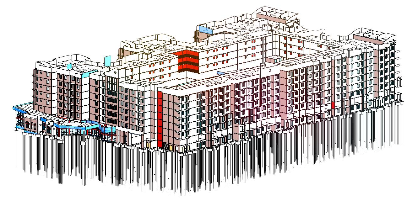 Construction specialists coordinating shared digital building information